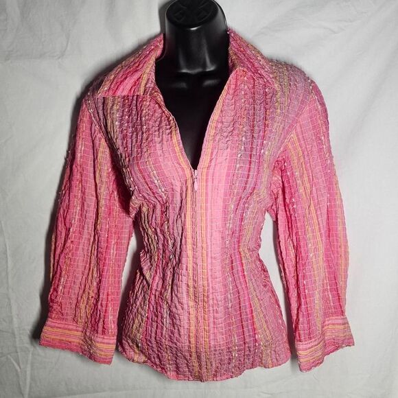 Coldwater Creek Tops - Vintage y2k pink 3/4 sleeve zip up fairy whimsical top